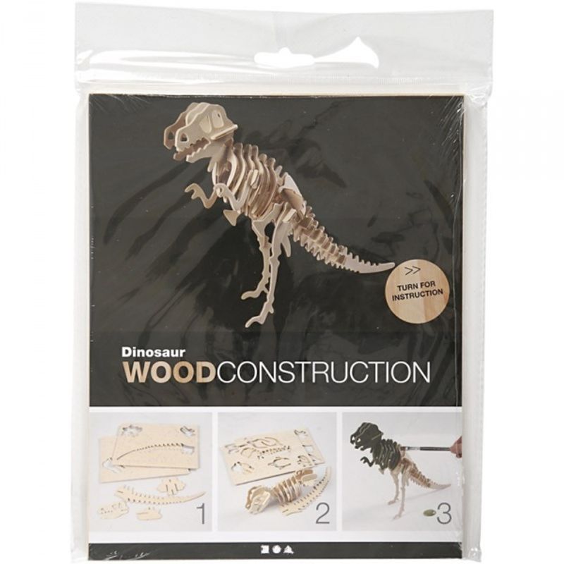 3D Puzzle, LxBxH 33x8x23 cm, kryssfiner, dinosaur, 1 stk.