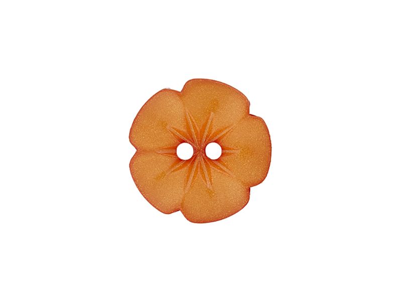Knapp 2-hulls Blomster  15mm oransje