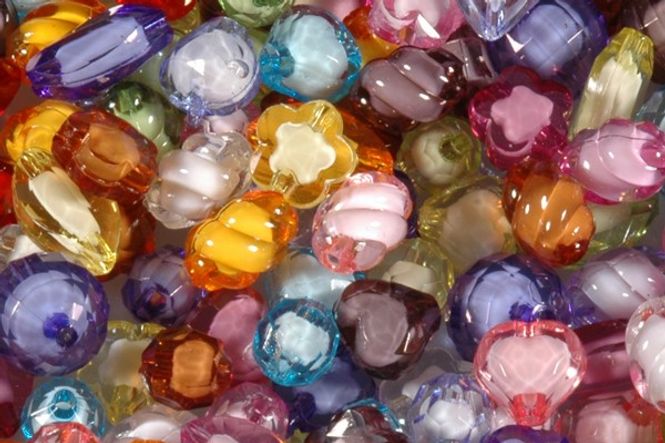 Hovedbilde Plastperler 50g  Fasettmix ...