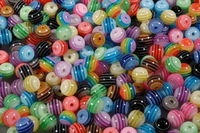 Hovedbilde Plastperler 50g  Stripemix ...