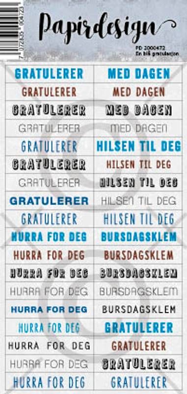 Papirdesign - EN BLÅ GRATULASJON